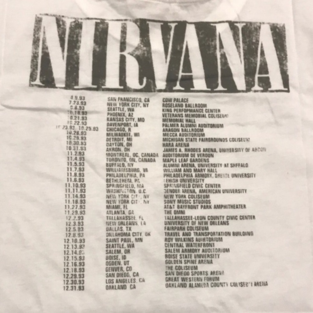 SOLD OUT White Nirvana Vintage Concert Band Graphic T-Shirt - Picture 5 of 7
